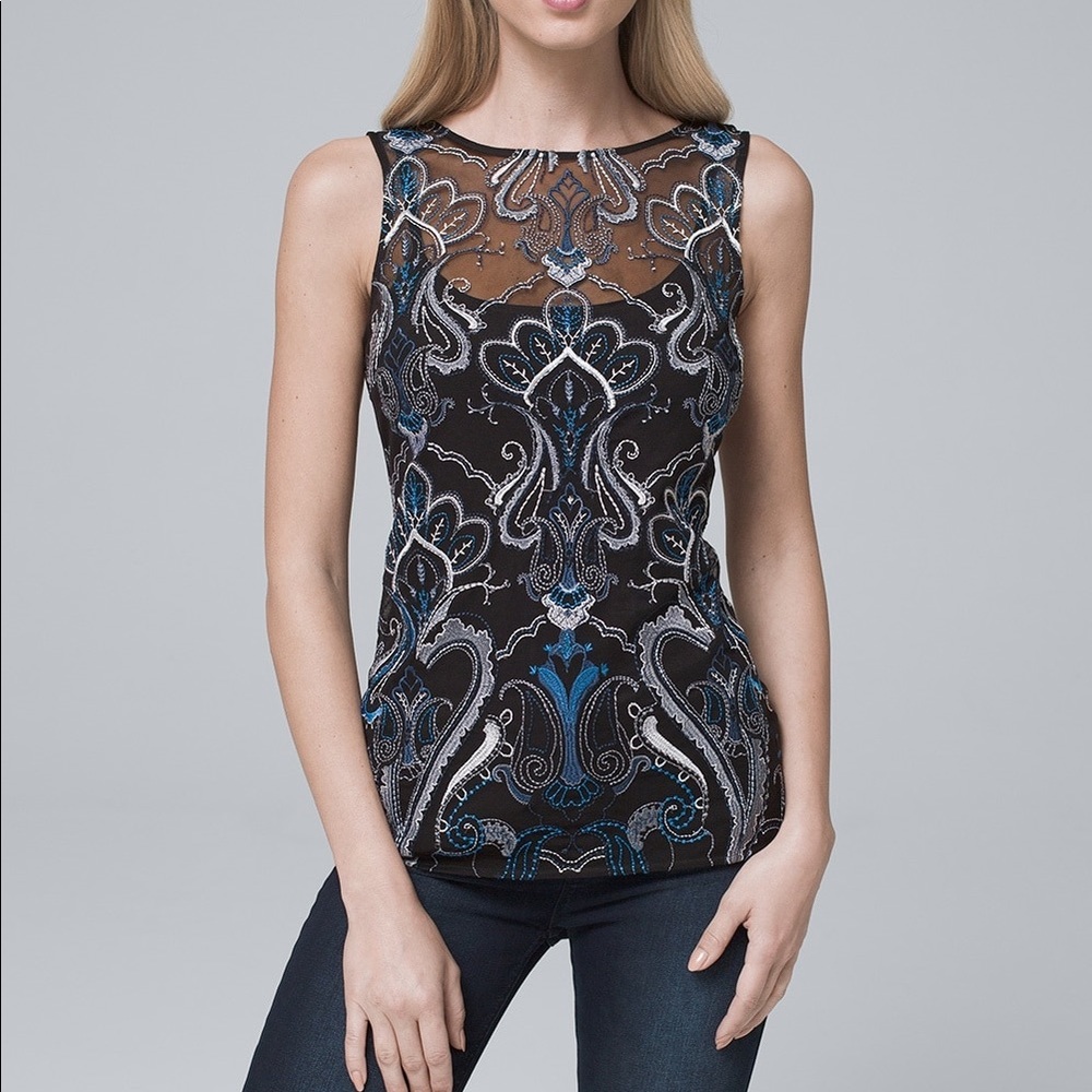 White House Black Market Sheer Mesh Top
